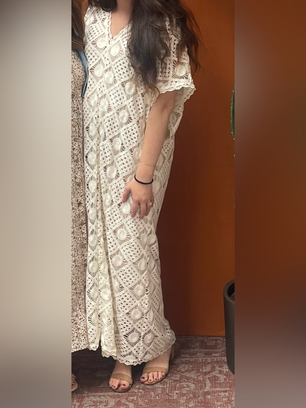 Anthropologie Ivory Crochet Maxi Cover-Up